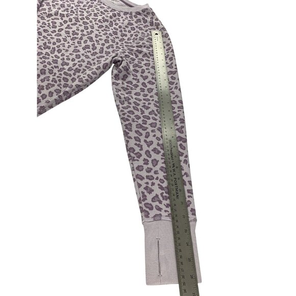Tek Gear Womens Lavender Leopard Print Sweatshirt Fleece Crew Neck Medium - Picture 7 of 9